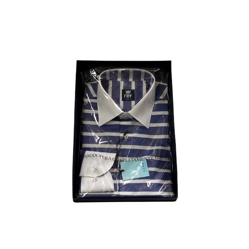 Blue and White Horizonal Stripe Shirt